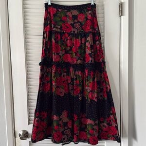 Eva Franco floral corduroy skirt
